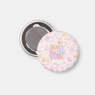 Best Mum Ever Kawaii Pastel Pattern Magnet