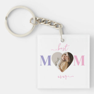 Best Mum Ever Keychain – Custom Heart Photo