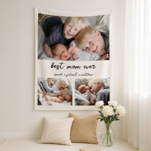 Best Mum Ever Kids Names Fleece Blanket