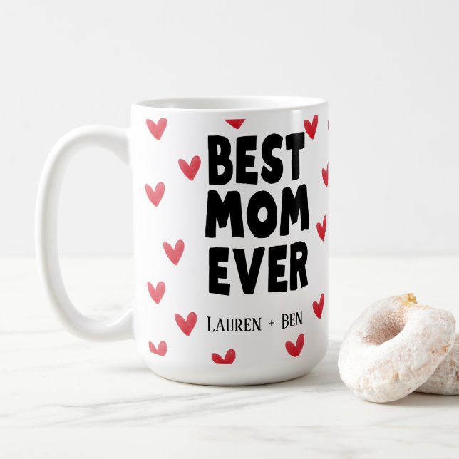 Best Mum Ever Kids Names Mother's Day Coffee Mug (With Donut)