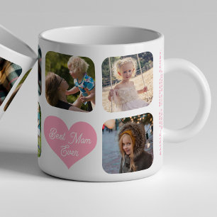 Best mum ever love you photo collage pink white coffee mug