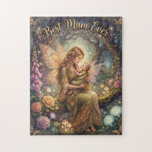 "Best Mum Ever" Magical Fantasy Illustration  Jigsaw Puzzle