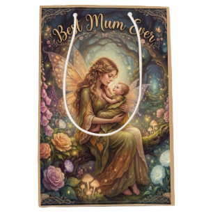 "Best Mum Ever" Magical Fantasy Illustration Medium Gift Bag