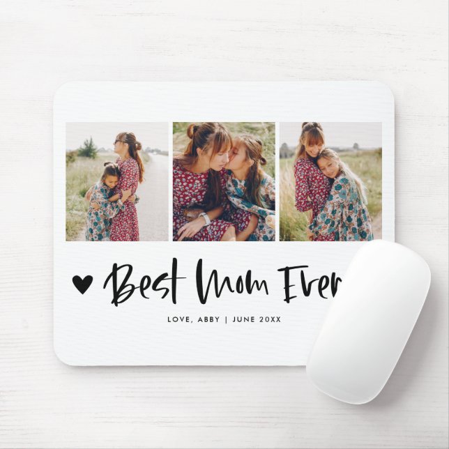 Best Mum Ever Minimalist Photo Collage  Mouse Mat (With Mouse)