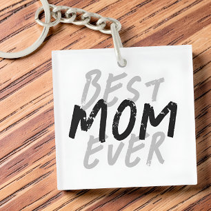 Best Mum Ever Modern Black and Grey Grunge Key Ring