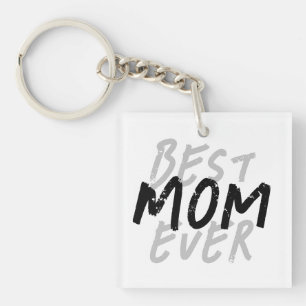 Best Mum Ever Modern Black and Grey Grunge Key Ring