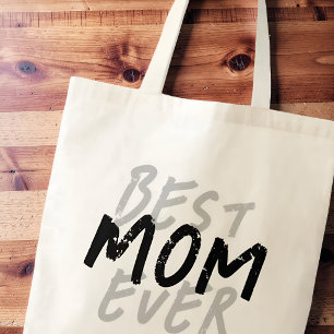 Best Mum Ever Modern Black and Grey Grunge Tote Bag