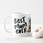 Best mum ever modern black photo Mother's Day Coffee Mug<br><div class="desc">Best mum ever! This playful and cool mug features modern lettering with "best mum ever" and "love you" with room for custom text. There's also a single photo to make it extra personalised for that best mother in your life! Perfect for mother's day, mum's birthday, Christmas and more! This original...</div>