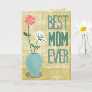 Best Mum Ever – Modern Floral Abstract with Vase Card