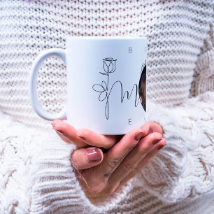 Best Mum Ever Modern Floral Typography Photo Coffee Mug