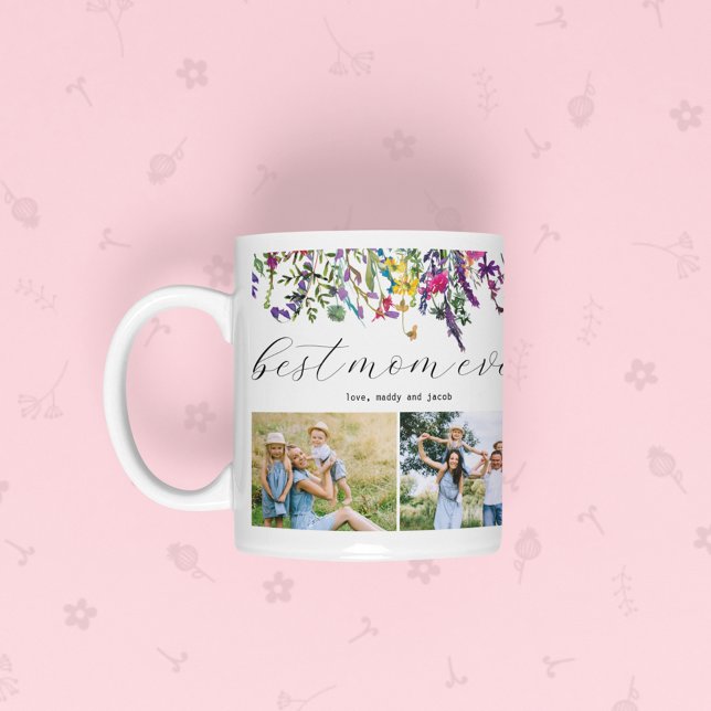 Best Mum Ever Modern Four Photo Coffee Mug (Creator Uploaded)
