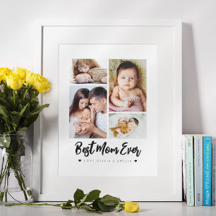 Best Mum Ever Modern Four Photo Poster
