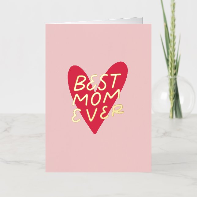 Best Mum Ever Modern Handlettering Mothers Day Foil Greeting Card (Front)