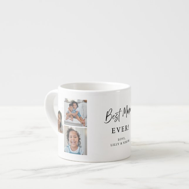Best Mum Ever Modern Multi‑Photo Keepsake Custom Espresso Cup (Front Left)