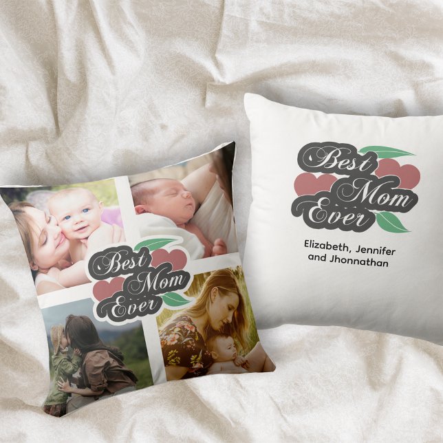 Best Mum Ever Modern Photo Collage Mother's Day Cushion (Creator Uploaded)