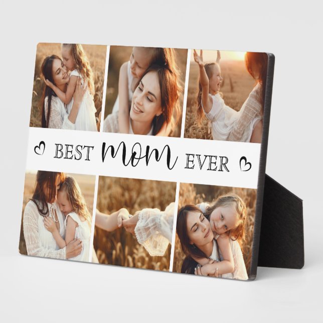 Best Mum Ever Modern Photo Collage Personalised Plaque (Side)