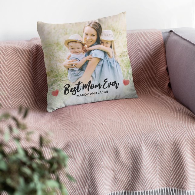 Best Mum Ever Modern Photo Fleece Blanket Cushion (Creator Uploaded)