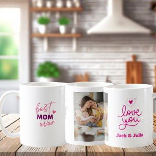 Best Mum Ever Modern Pink Photo Mother's Day Coffee Mug
