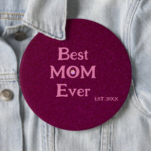 best mum ever modern retro solid mothers day 6 cm round badge