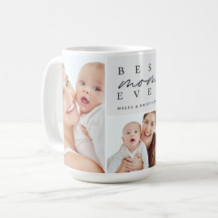 Best Mum Ever Modern Script 3 Photo Coffee Mug