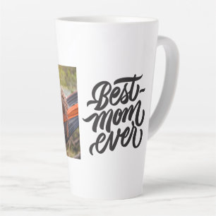 Best Mum Ever Modern Script Personalised Photo Latte Mug