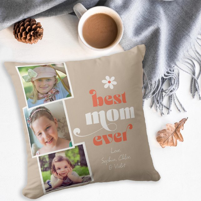Best Mum Ever Modern Typography 3 Photo Cushion (Creator Uploaded)