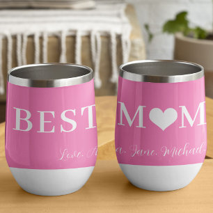Best mum ever modern typography heart pink