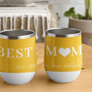 Best mum ever modern typography heart yellow