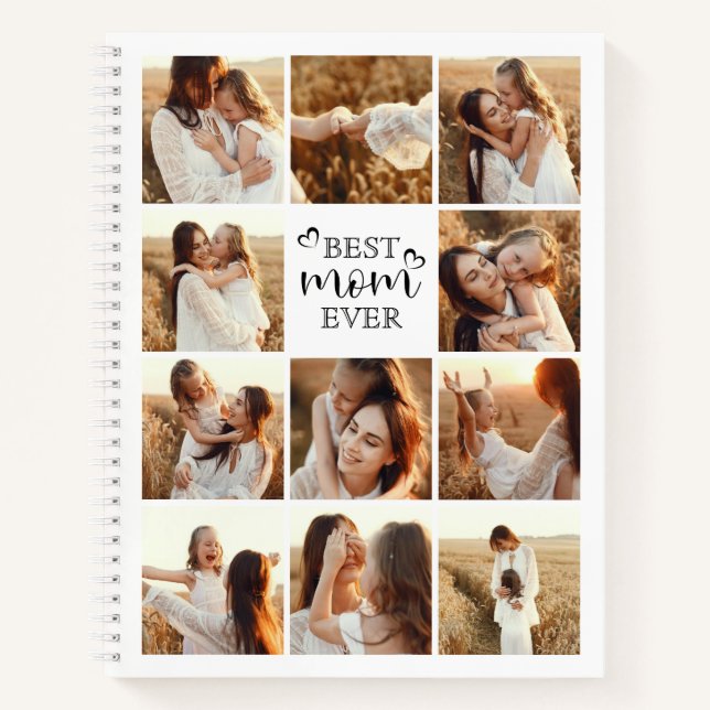 Best Mum Ever Modern Typography Photo Collage Gift Notebook (Front)