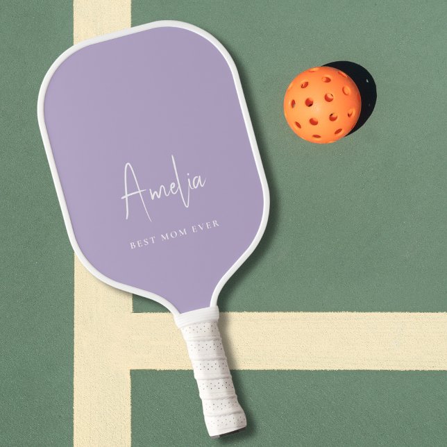 Best Mum Ever Monogram Script Lavender Pickleball Paddle (Creator Uploaded)