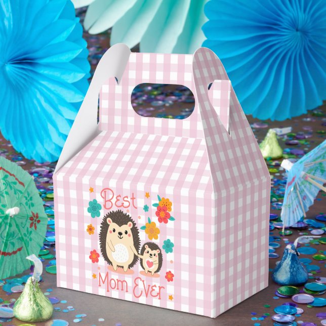 Best Mum Ever Mother And Baby Hedgehog  Favour Box (Party)