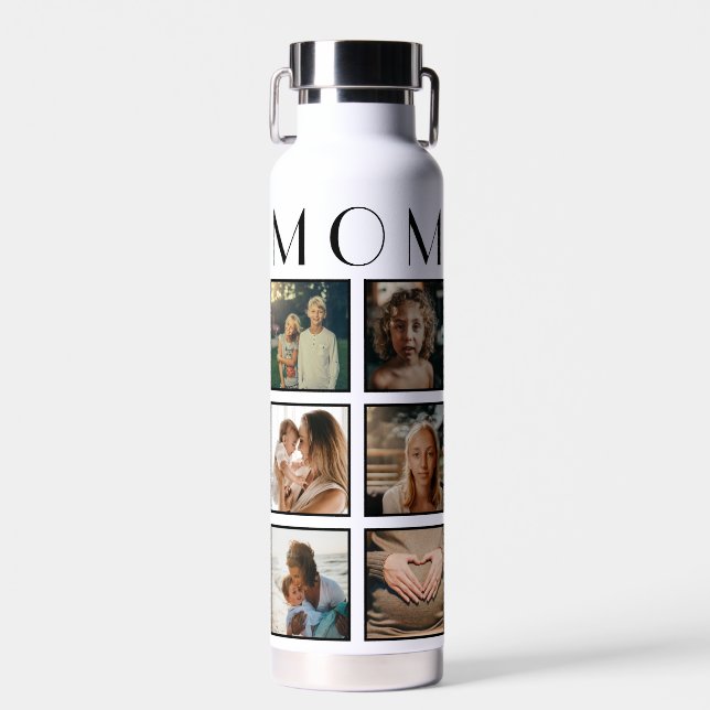 Best Mum Ever Mother’s Day Family 6 Photo Collage Water Bottle (Front)