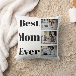 Best Mum Ever Mother's Day 3 Photo Collage Cushion