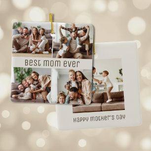 Best Mum Ever Mother's Day 5 Photo Collage Ceramic Ornament