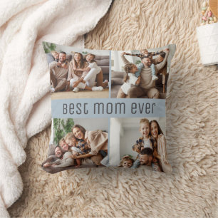 Best Mum Ever Mother's Day 5 Photos Dusty Blue Cushion