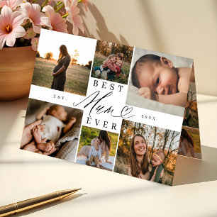Best Mum Ever   Mother's Day 6 Photo Collage Card