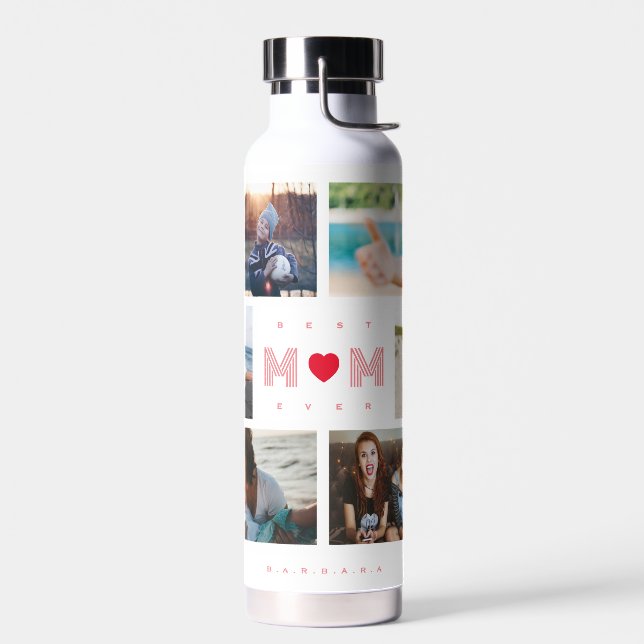 Best Mum Ever Mother's Day 8 Photo collage  Water Bottle (Left)