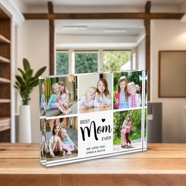 Best Mum Ever Mothers Day Black White Photo Block (Best Mom Ever Mothers Day Black White Photo Block)