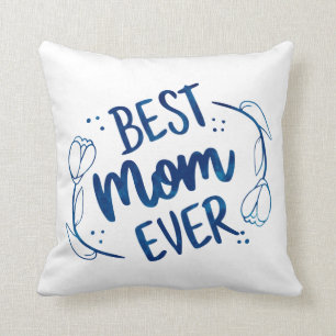 Best Mum Ever Mothers Day Blue Floral Gift Idea Cushion