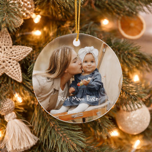 Best Mum Ever Mother's Day Custom Photo Ceramic Tree Decoration
