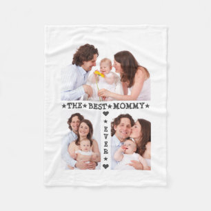 Best Mum Ever Mother's Day Family 3 Photo Collage Fleece Blanket