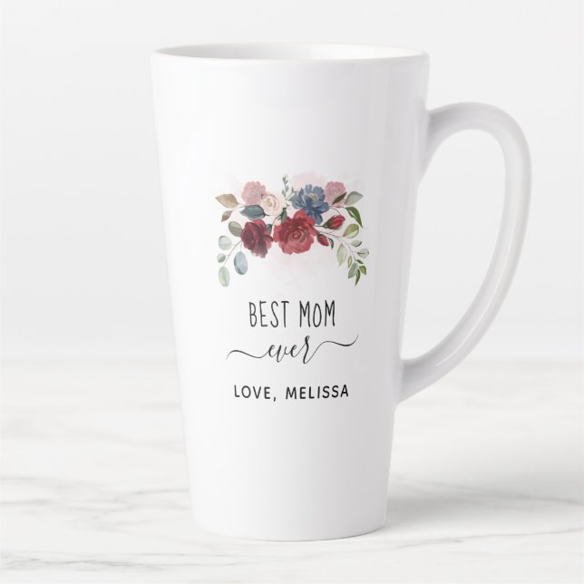 Best Mum Ever Mothers Day Floral Personalised Latte Mug (Right)