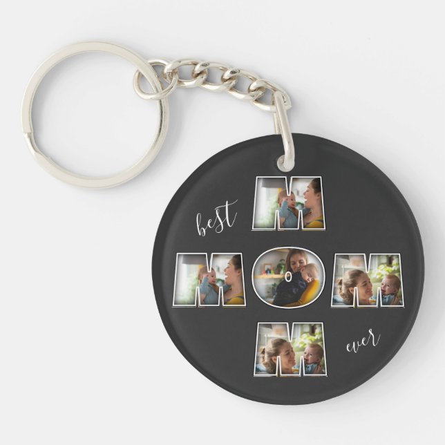 Best Mum Ever Mother's Day Gift 3 Photo Cutout Key Ring (Front)
