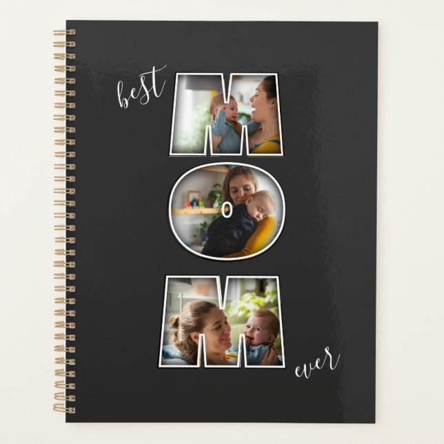 Best Mum Ever Mother's Day Gift 3 Photo Cutout Planner (Front)
