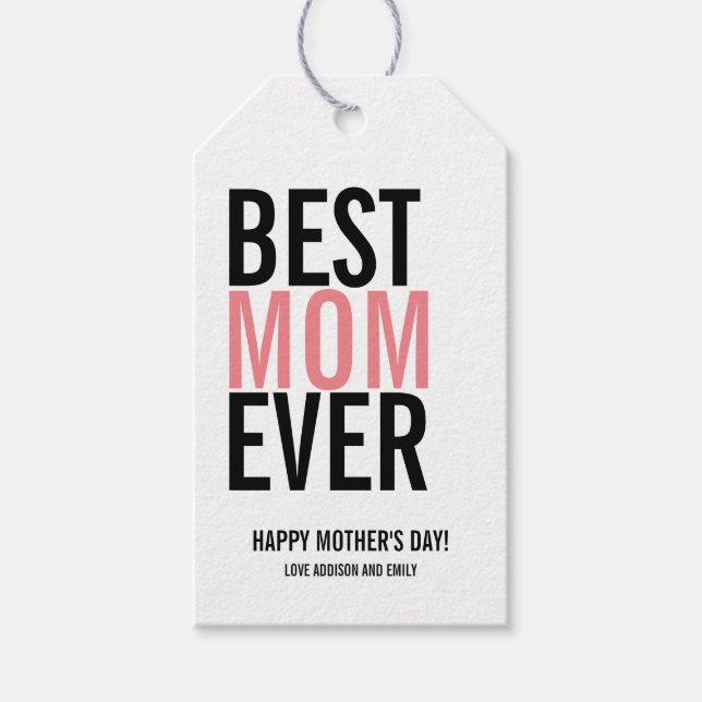 Best Mum Ever Mother's Day Gift Tag (Front)