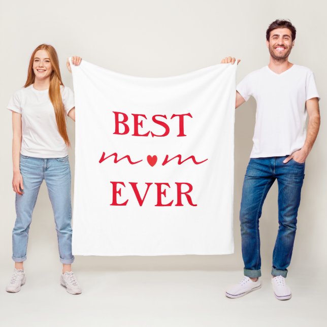 Best Mum Ever Mother's Day Gifts Red Heart White Fleece Blanket (In Situ)