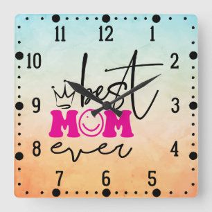 Best Mum Ever - Mother's Day Keychain Square Wall Clock