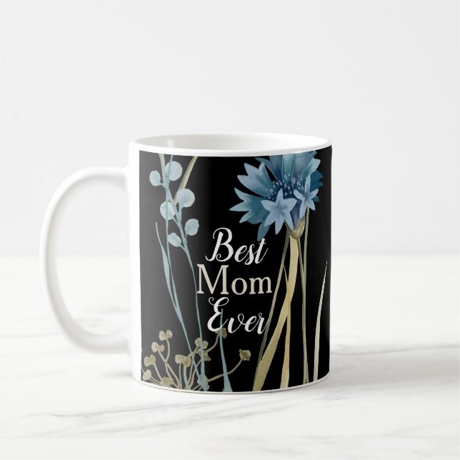 Best Mum Ever Mother's Day Monogram Floral  Coffee Mug (Left)