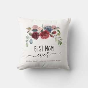 Best Mum Ever Mothers Day Personalised Floral Cushion
