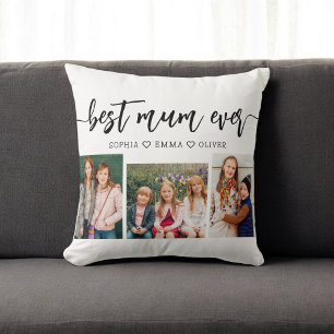 Best Mum Ever - Mother's Day Photo Collage Cushion